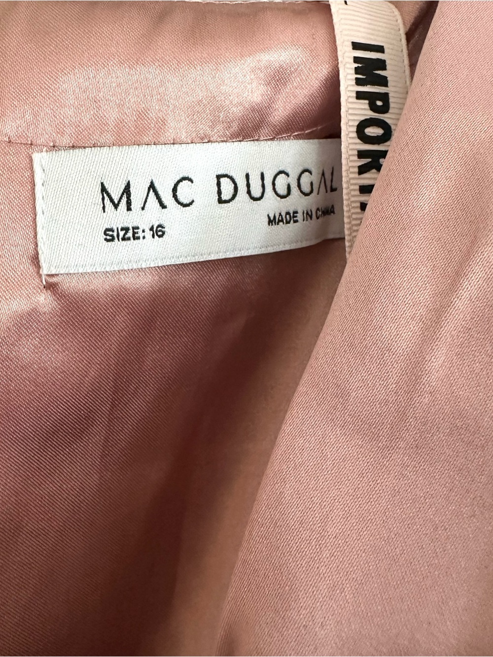 Mac Duggal Gown Dress Dusty Rose Long Sleeve Embellished Waist Evening Size 16 - Picture 4 of 15